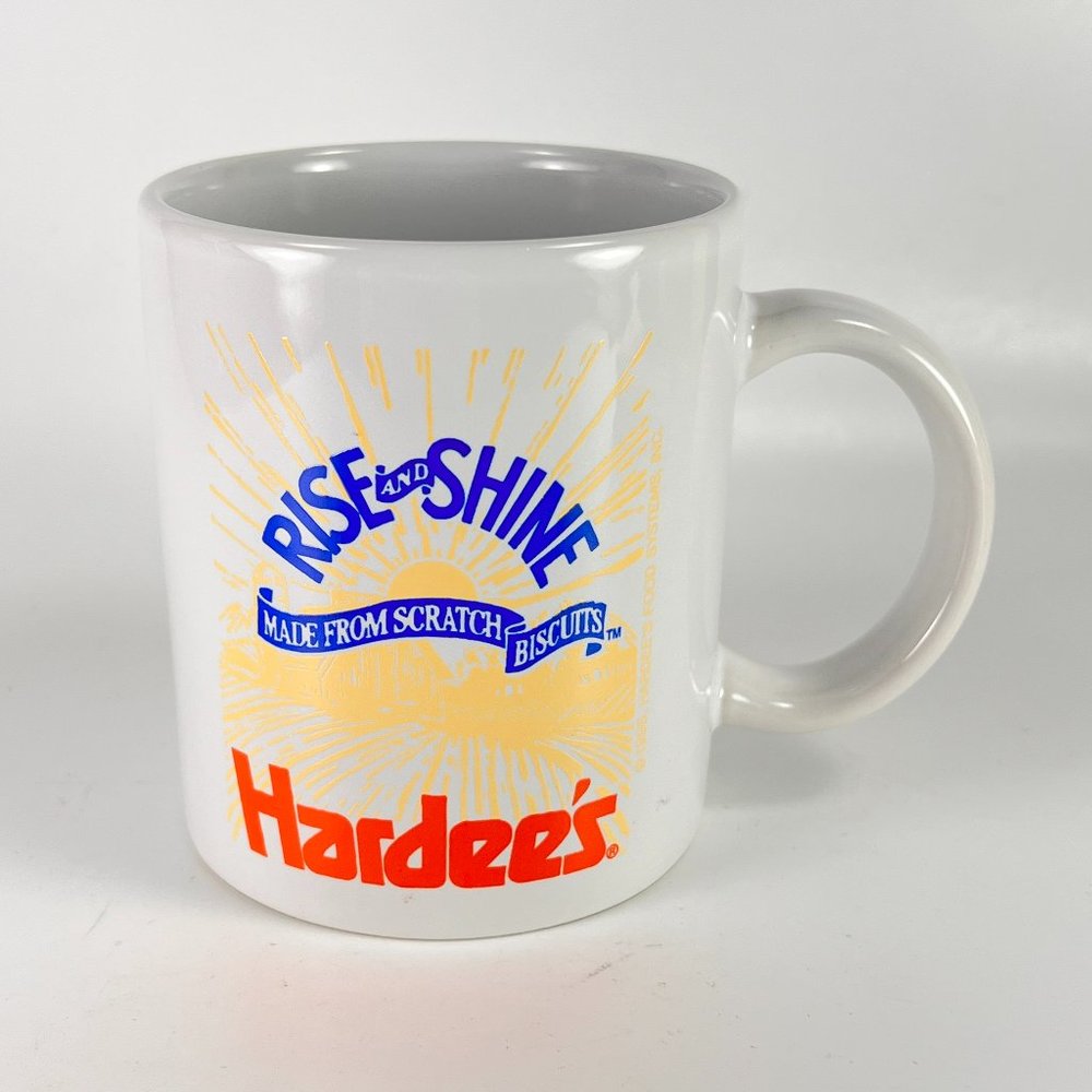 Vtg Hardee's Rise & Shine Ceramic Coffee Mug White Diner Souvenir Replacement